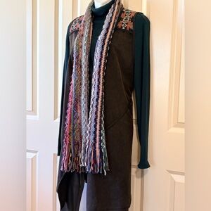 2pc, Brown Ladies Vest with scarf, size Med